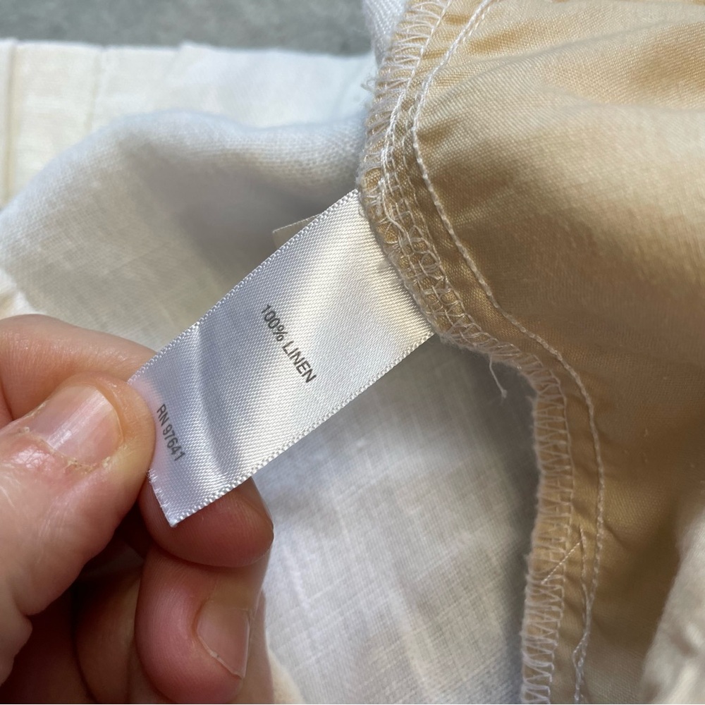 J.Jill Love Linen Pants Medium Petite MP 100% Linen Capri Crop Pull On White - Picture 3 of 8